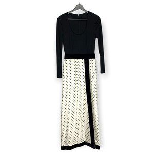 Vintage 60s Polka Dot Long Sleeve Hostess Dress Medium